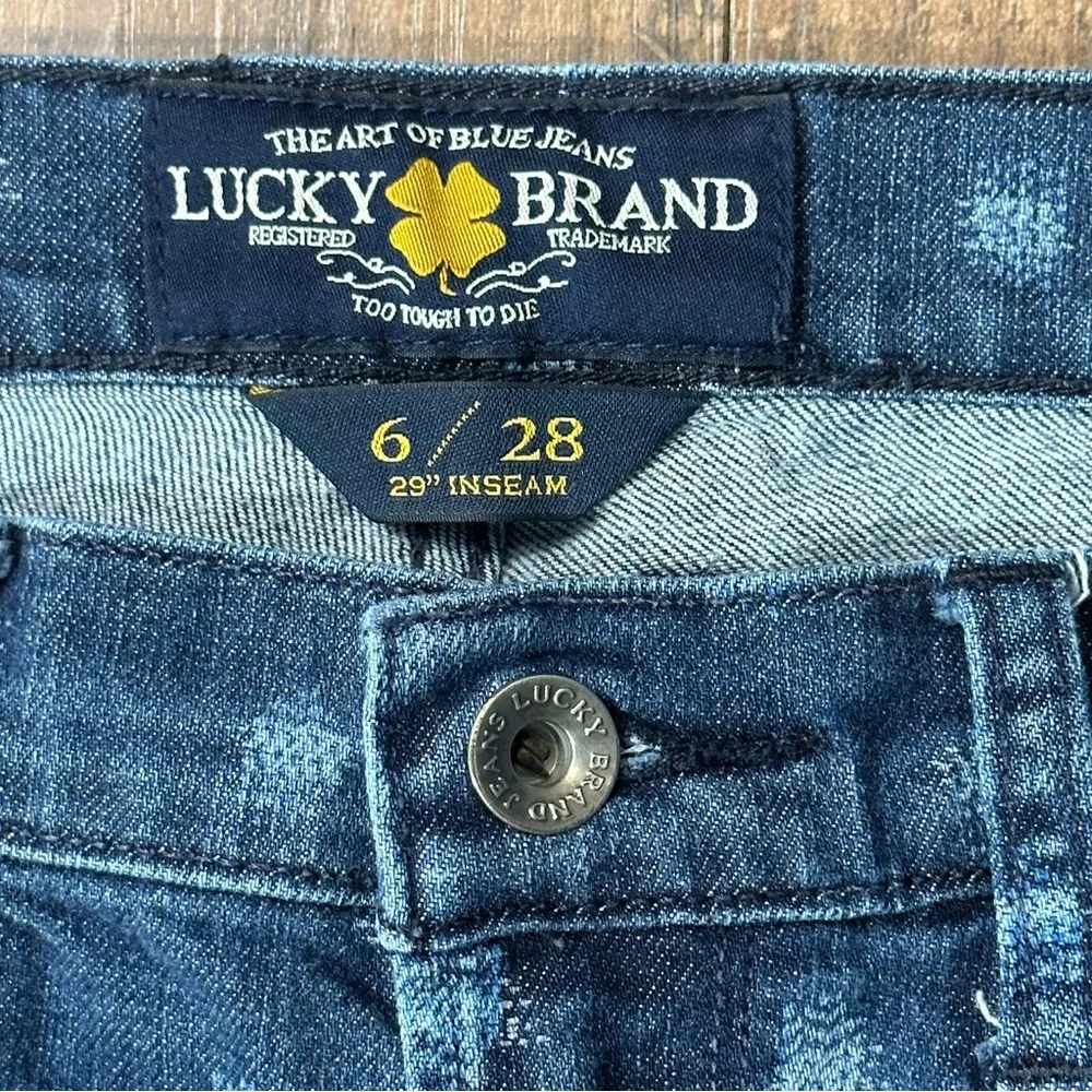 LUCKY BRAND CHARLIE SKINNY Low Rise Ikat Dot Pattern Ankle Jeans 6 / 28